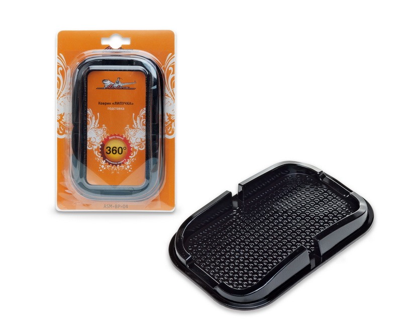 Кликните для увеличения изображения Коврик липучка AIRLINE ASM-BP-04, чёрный, подставка (100х150х30 мм)