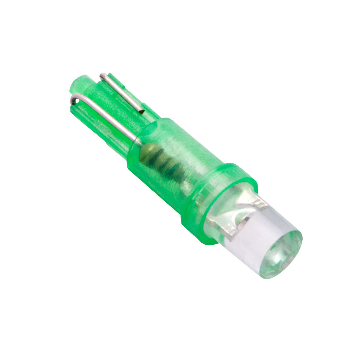 Кликните для увеличения изображения Автолампа светодиодная МАЯК T5 12V GREEN (W2x4,6d)