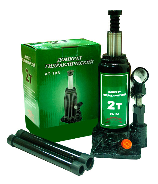 Кликните для увеличения изображения Бутылочный гидравлический домкрат АВТОТОРГ 2 тонны (158-298мм)