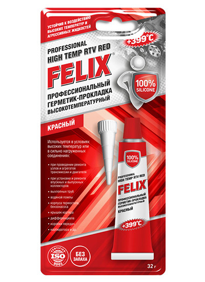 Высокотемпературный герметик-прокладка FELIX, красный, 32 гр.
