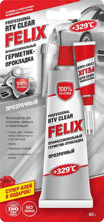 Кликните для увеличения изображения Герметик-прокладка FELIX, прозрачный, 85 гр.