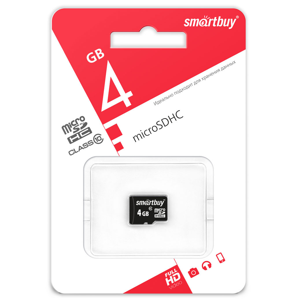 Кликните для увеличения изображения Карта памяти SmartBuy microSDHC Class 10 4GB