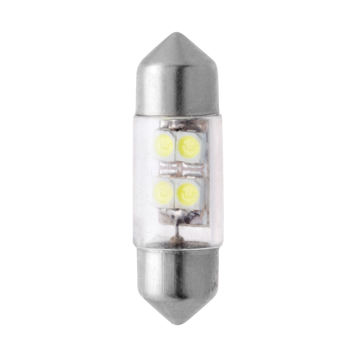 Кликните для увеличения изображения Автолампа светодиодная МАЯК T11 12V (4SMD) WHITE (SV8.5/8) 31мм