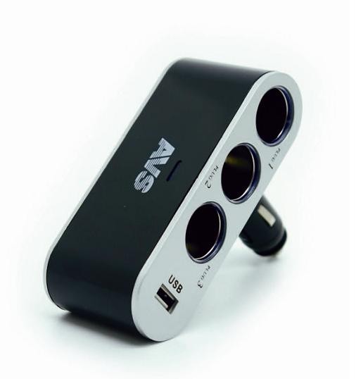 Кликните для увеличения изображения Разветвитель прикуривателя AVS CS312U (на 3 выхода+USB)