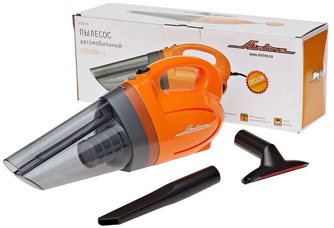 Кликните для увеличения изображения Пылесос автомобильный AIRLINE «CYCLONE-1» VCA-01 (150Вт, 0,5л, 4 КПа)