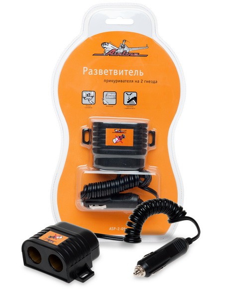 Кликните для увеличения изображения Разветвитель прикуривателя AIRLINE ASP-15A-10 (на 2 выхода 15А)