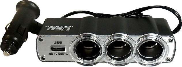 Кликните для увеличения изображения Разветвитель прикуривателя IN-CAR WF-0120 (на 3 выхода+USB)