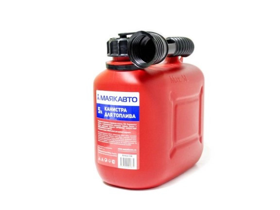 Кликните для увеличения изображения Канистра для топлива МАЯКАВТО пластиковая, с заливным носиком, 5л