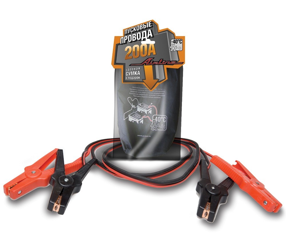 Кликните для увеличения изображения Провода прикуривания AIRLINE SA-200-02 (200А, 2 м, в сумке)