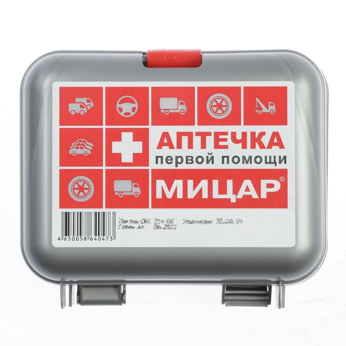 Кликните для увеличения изображения Аптечка первой помощи МИЦАР дорожная состав №1 (футляр 5 Мини)