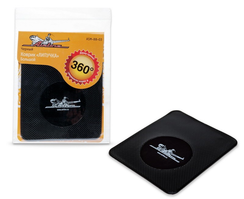 Кликните для увеличения изображения Коврик липучка AIRLINE ASM-BB-03, чёрный, большой (138х160 мм)