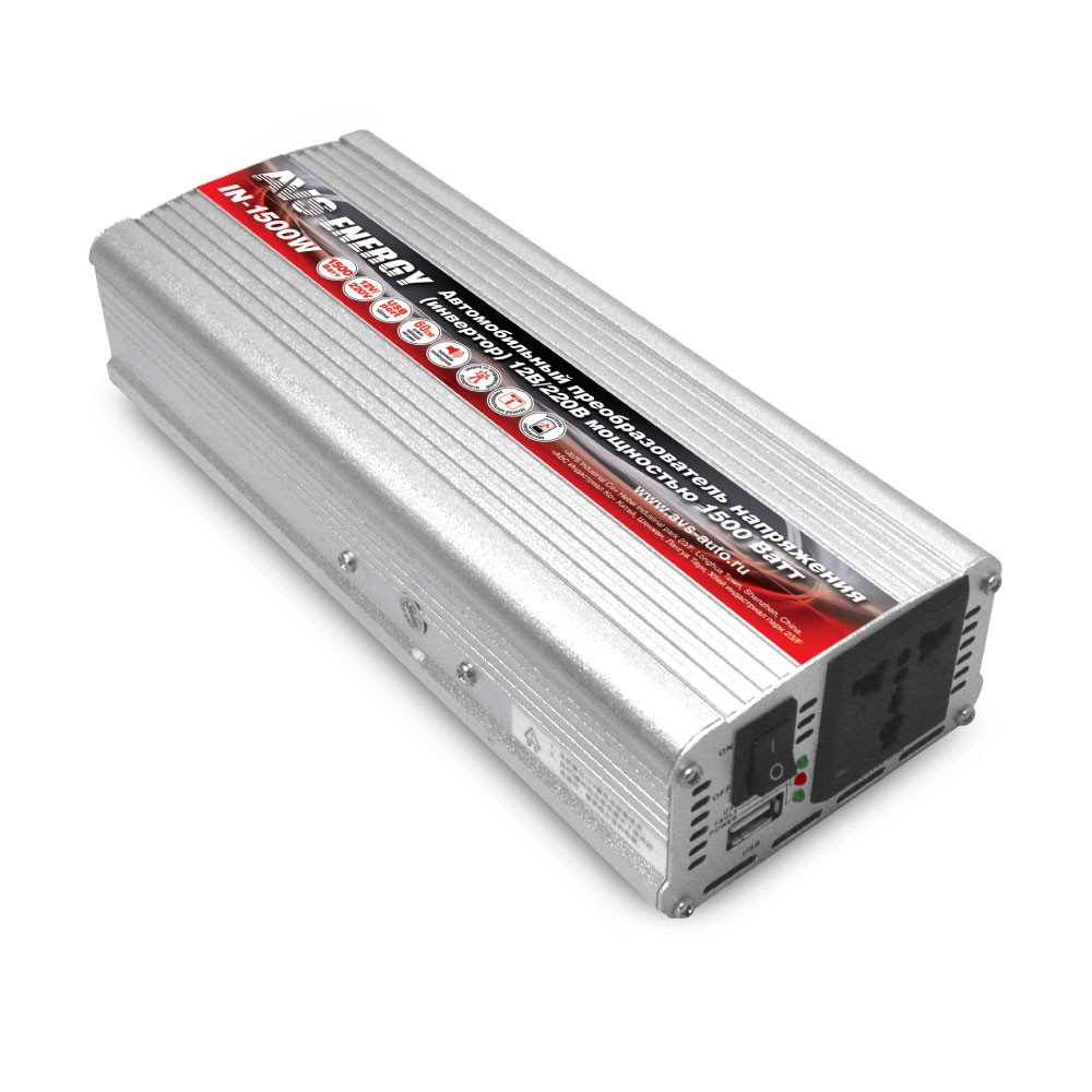 Кликните для увеличения изображения Автомобильный инвертор AVS 12/220V IN-1500W