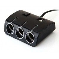 Разветвитель прикуривателя OLESSON NO.1506 (на 3 выхода+2 USB, с выключателем)
