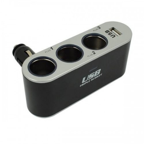 Кликните для увеличения изображения Разветвитель прикуривателя IN-CAR WF-0100 (на 3 выхода+USB)