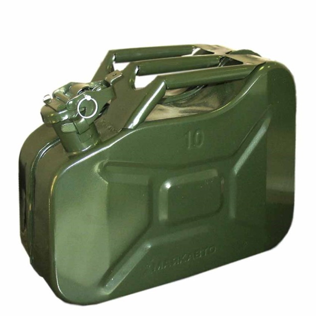 Кликните для увеличения изображения Канистра для бензина МАЯКАВТО металлическая, со стопорным шплинтом, 10л