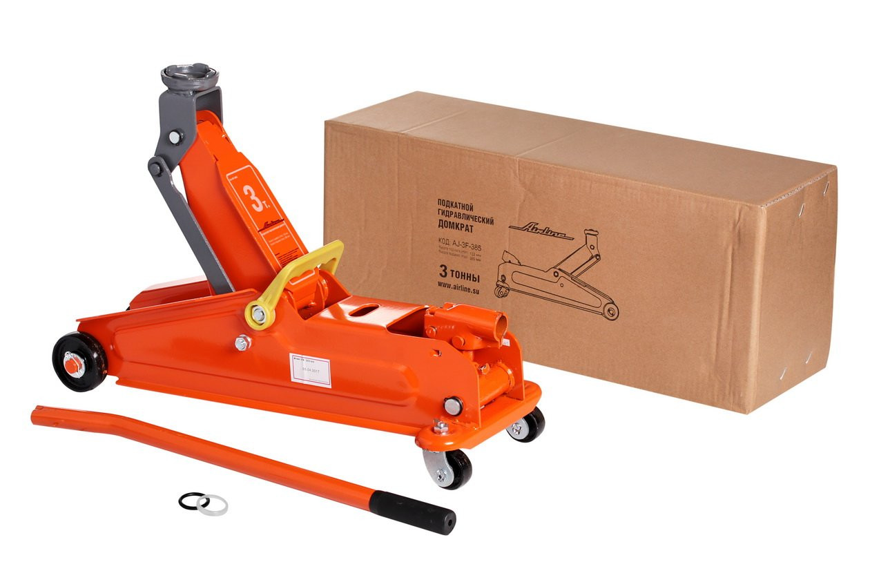 Кликните для увеличения изображения Домкрат гидравлический подкатной AIRLINE AJ-3F-385, 3 тонны (133-385мм)