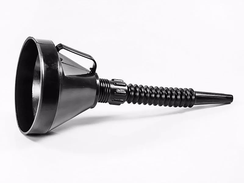 Кликните для увеличения изображения Воронка разборная пластиковая с гибким шлангом, ручкой и сетчатым фильтром