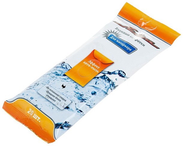 Кликните для увеличения изображения Салфетки влажные AIRLINE для автосалона и интерьера (20 шт.)