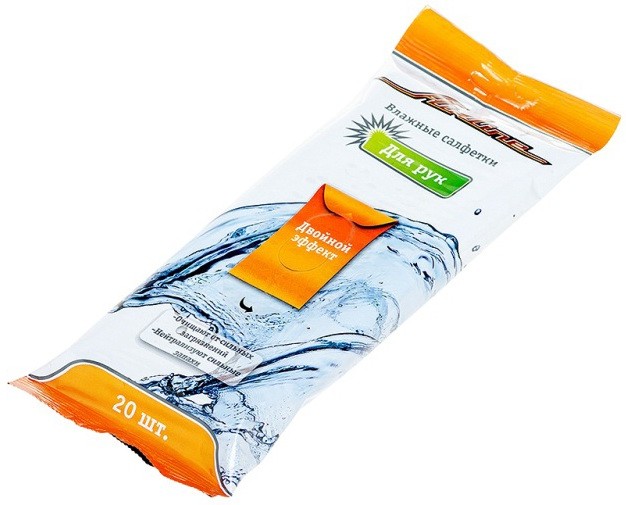 Кликните для увеличения изображения Салфетки влажные AIRLINE для рук (20 шт.)