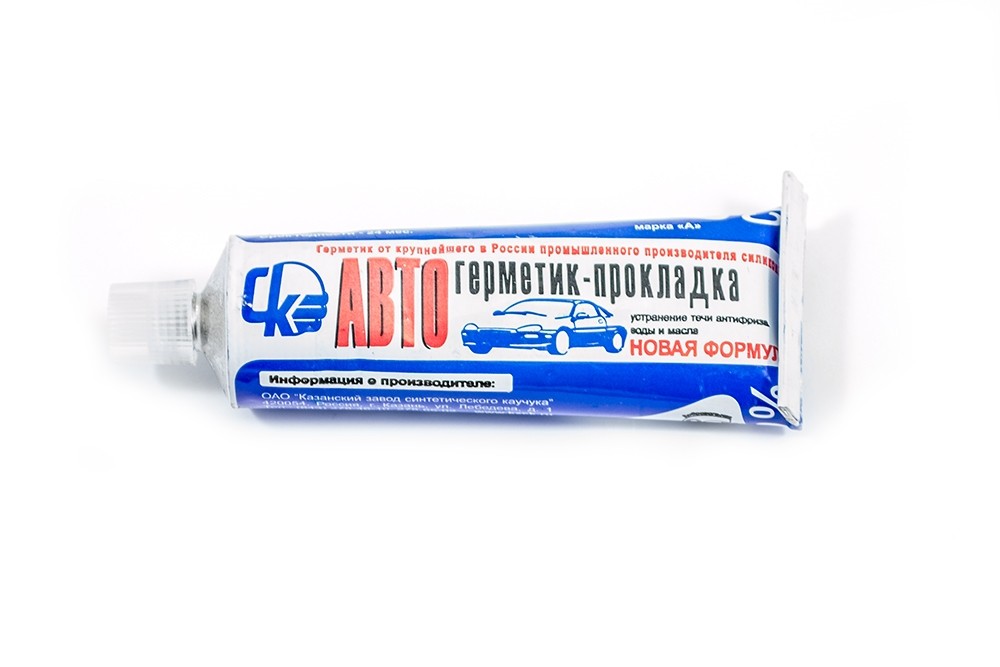 Кликните для увеличения изображения Герметик-прокладка «АВТО» 100% силикон, Казань, 180 гр.