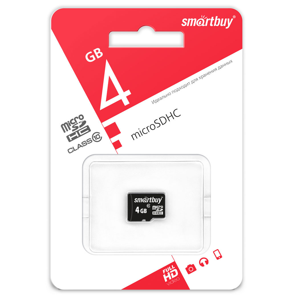 Карта памяти SmartBuy microSDHC Class 10 4GB