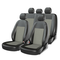 Чехлы универсальные CarFashion «ATOM JACQUARD», экокожа + жаккард (черный/серый)