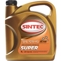 Моторное масло SINTEC СУПЕР SAE 10W-40 API SG/CD, полусинтетическое, 4л