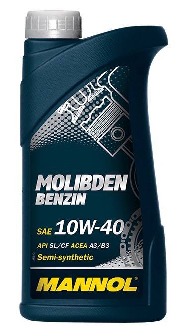Моторное масло MANNOL MOLIBDEN BENZIN 10W-40 SL/CF, A3/B3, полусинтетическое, 1л